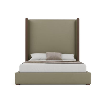 Nativa Interiors - Irenne Plain Eco-Leather High 87in King Stone Bed - BED-IRENNE-PL-HI-KN-VIN-STONE veiw 3