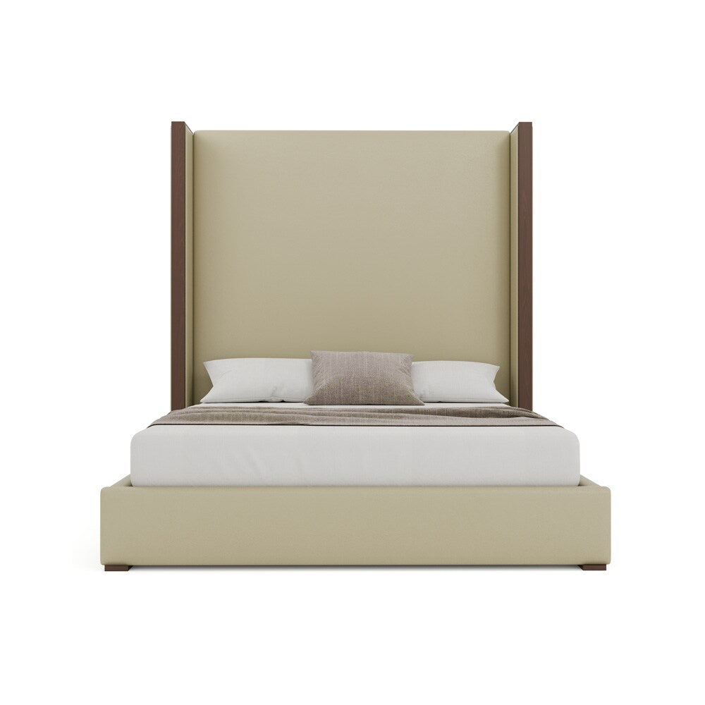 Nativa Interiors - Irenne Plain Eco-Leather High 87in Queen Cream Bed - BED-IRENNE-PL-HI-QN-VIN-CREAM veiw 3