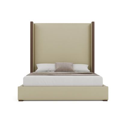 Nativa Interiors - Irenne Plain Eco-Leather High 87in Queen Cream Bed - BED-IRENNE-PL-HI-QN-VIN-CREAM veiw 3