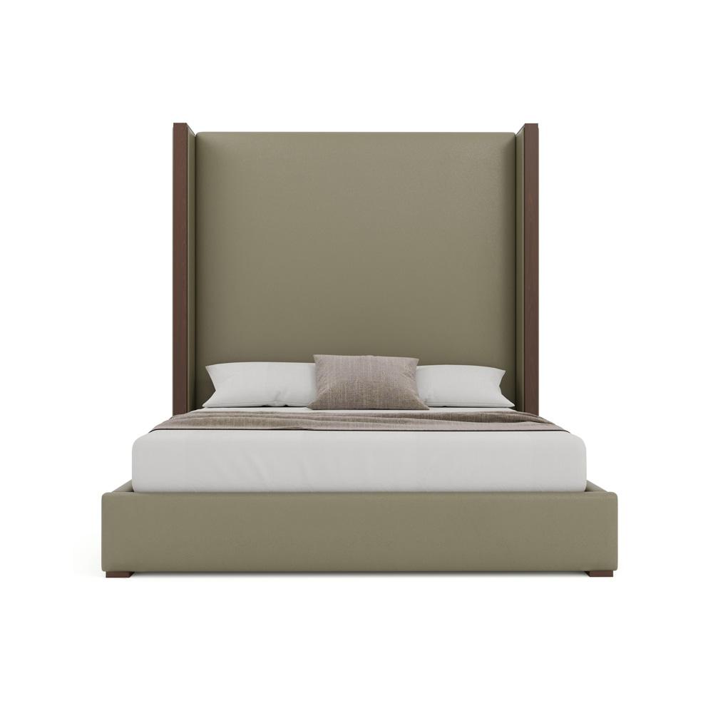 Nativa Interiors - Irenne Plain Eco-Leather High 87in Queen Stone Bed - BED-IRENNE-PL-HI-QN-VIN-STONE veiw 3