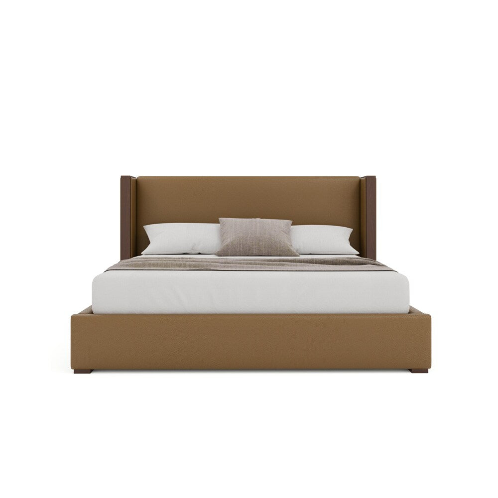 Nativa Interiors - Irenne Plain Eco-Leather Low 47in King Caramel Bed - BED-IRENNE-PL-LOW-KN-VIN-CARAMEL veiw 3