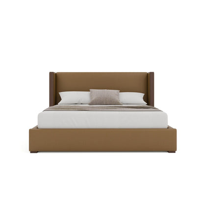 Nativa Interiors - Irenne Plain Eco-Leather Low 47in King Caramel Bed - BED-IRENNE-PL-LOW-KN-VIN-CARAMEL veiw 3