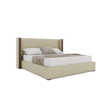 Nativa Interiors - Irenne Plain Eco-Leather Low 47in King Cream Bed - BED-IRENNE-PL-LOW-KN-VIN-CREAM veiw 1