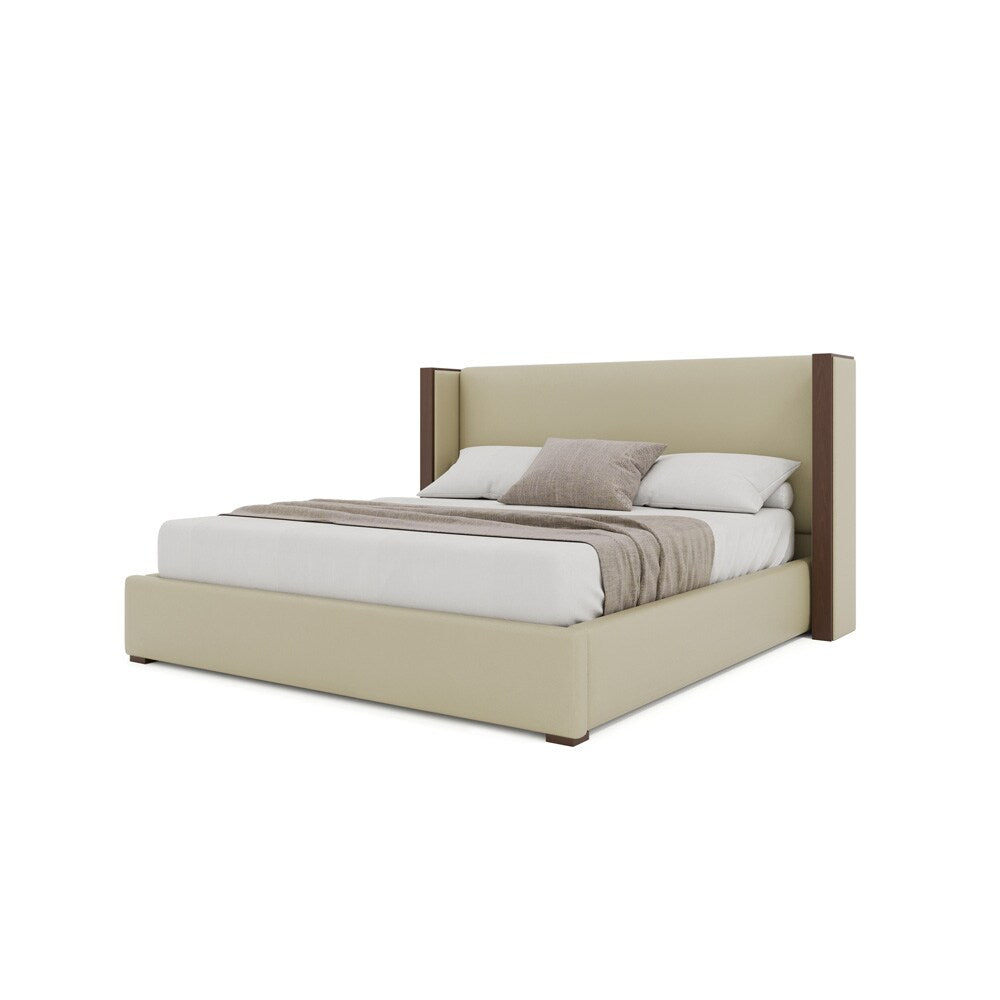 Nativa Interiors - Irenne Plain Eco-Leather Low 47in King Cream Bed - BED-IRENNE-PL-LOW-KN-VIN-CREAM veiw 2
