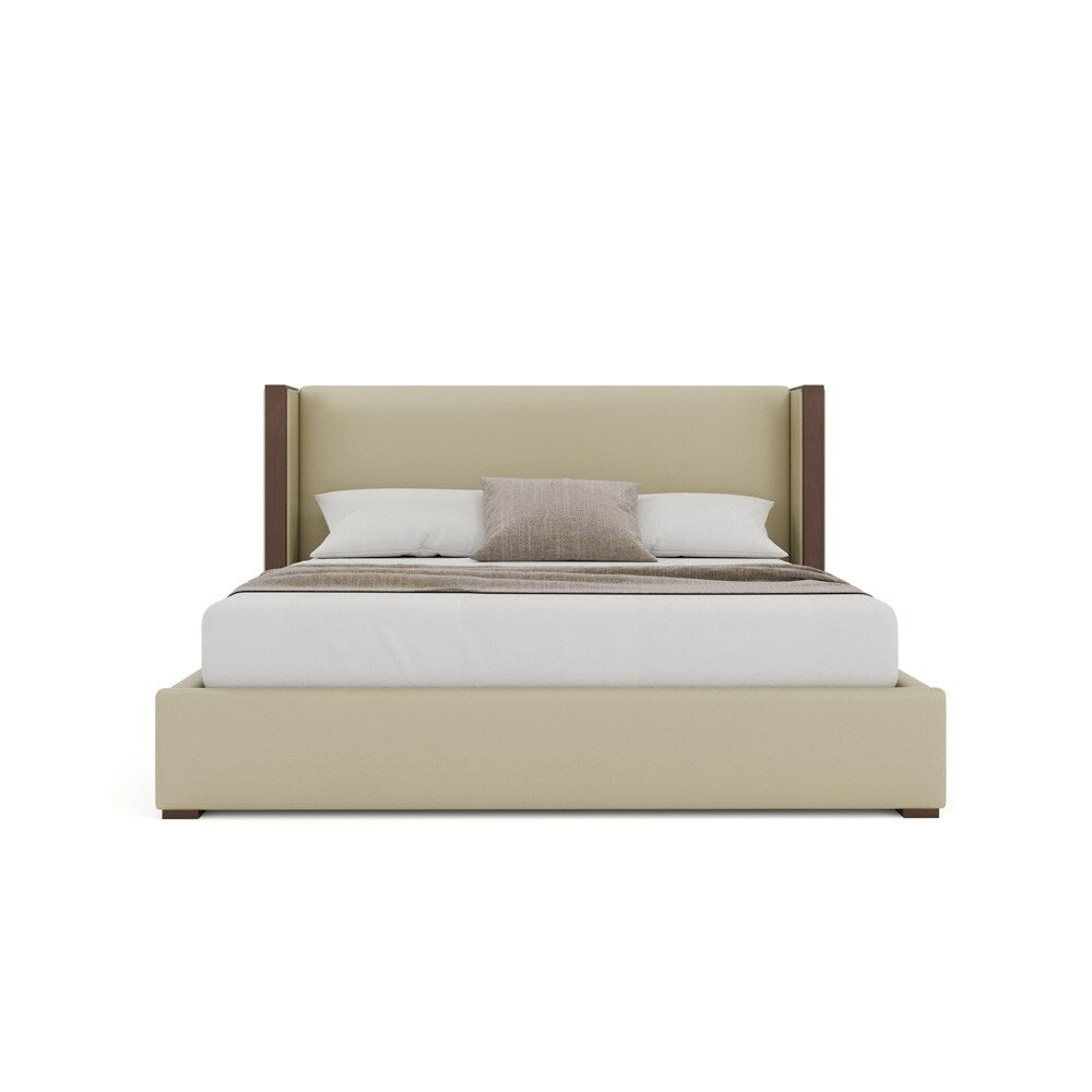 Nativa Interiors - Irenne Plain Eco-Leather Low 47in King Cream Bed - BED-IRENNE-PL-LOW-KN-VIN-CREAM veiw 3