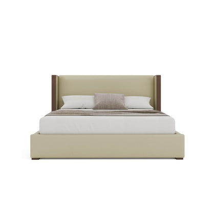 Nativa Interiors - Irenne Plain Eco-Leather Low 47in King Cream Bed - BED-IRENNE-PL-LOW-KN-VIN-CREAM veiw 3