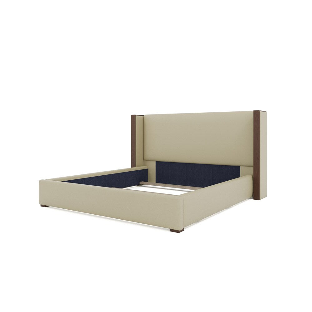 Nativa Interiors - Irenne Plain Eco-Leather Low 47in King Cream Bed - BED-IRENNE-PL-LOW-KN-VIN-CREAM veiw 4