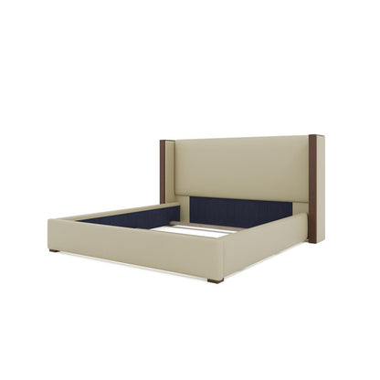 Nativa Interiors - Irenne Plain Eco-Leather Low 47in King Cream Bed - BED-IRENNE-PL-LOW-KN-VIN-CREAM veiw 4