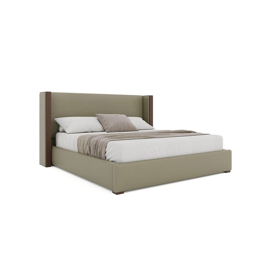 Nativa Interiors - Irenne Plain Eco-Leather Low 47in King Stone Bed - BED-IRENNE-PL-LOW-KN-VIN-STONE veiw 1