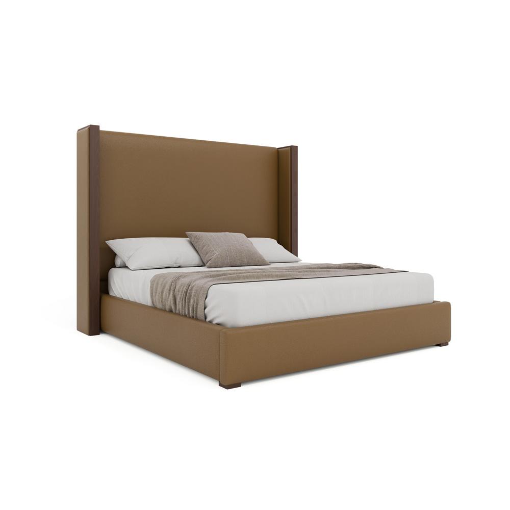 Nativa Interiors - Irenne Plain Eco-Leather Medium 67in California King Caramel Bed - BED-IRENNE-PL-MID-CA-VIN-CARAMEL veiw 1