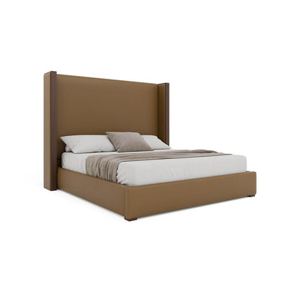 Nativa Interiors - Irenne Plain Eco-Leather Medium 67in California King Caramel Bed - BED-IRENNE-PL-MID-CA-VIN-CARAMEL veiw 1