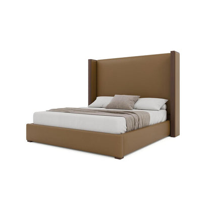 Nativa Interiors - Irenne Plain Eco-Leather Medium 67in California King Caramel Bed - BED-IRENNE-PL-MID-CA-VIN-CARAMEL veiw 2