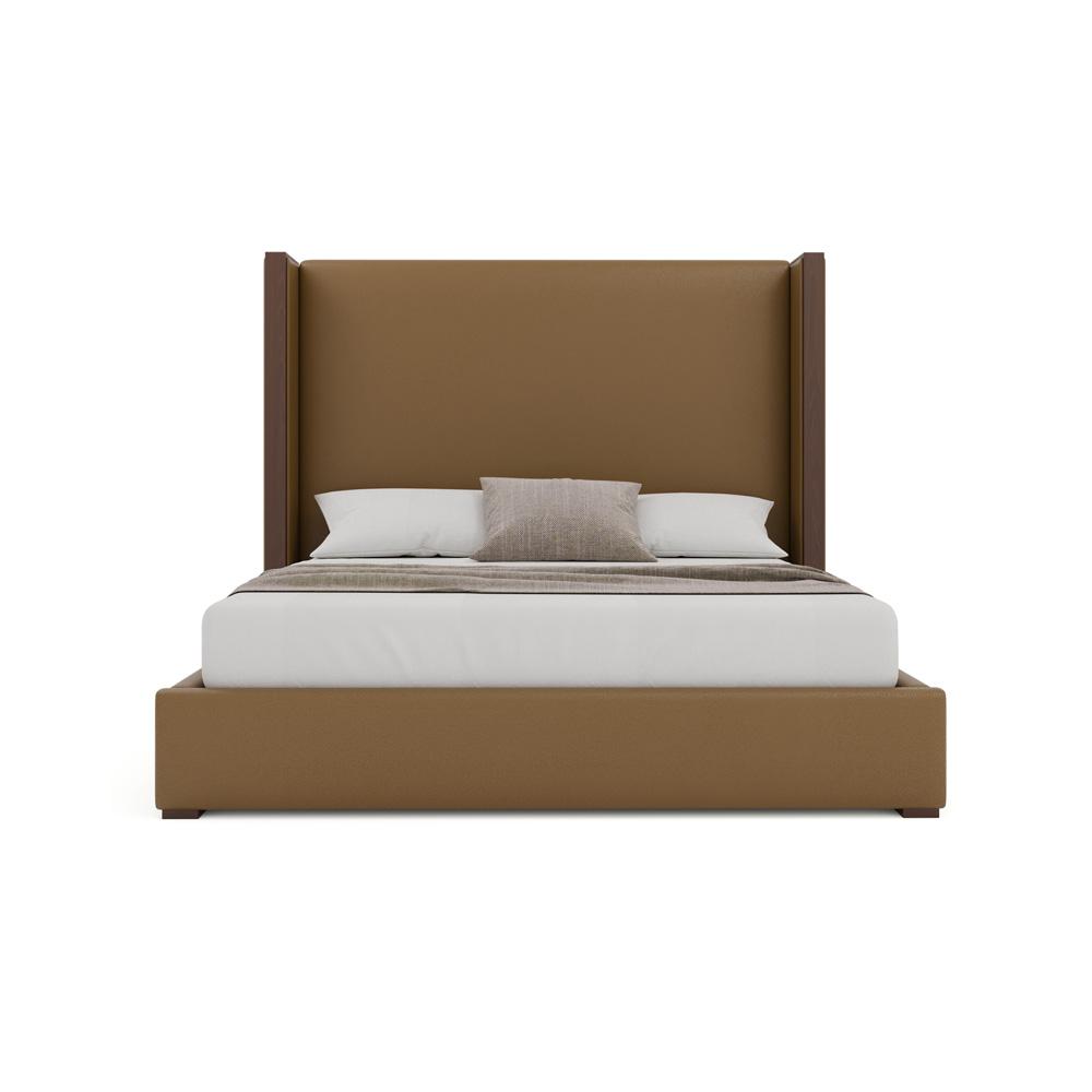 Nativa Interiors - Irenne Plain Eco-Leather Medium 67in California King Caramel Bed - BED-IRENNE-PL-MID-CA-VIN-CARAMEL veiw 3