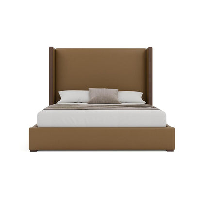 Nativa Interiors - Irenne Plain Eco-Leather Medium 67in California King Caramel Bed - BED-IRENNE-PL-MID-CA-VIN-CARAMEL veiw 3