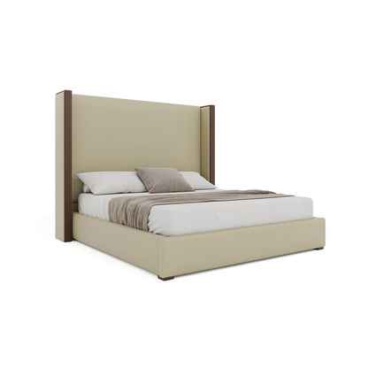Nativa Interiors - Irenne Plain Eco-Leather Medium 67in California King Cream Bed - BED-IRENNE-PL-MID-CA-VIN-CREAM veiw 1