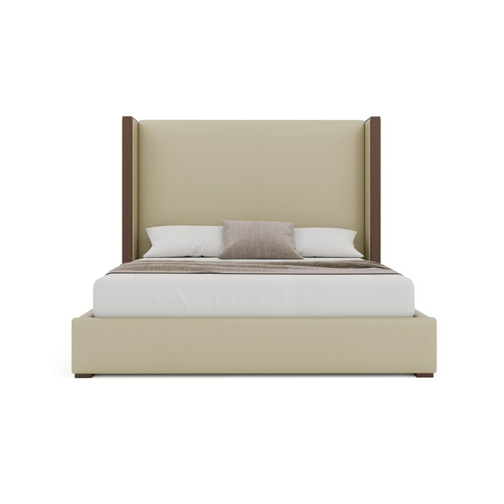 Nativa Interiors - Irenne Plain Eco-Leather Medium 67in California King Cream Bed - BED-IRENNE-PL-MID-CA-VIN-CREAM veiw 3