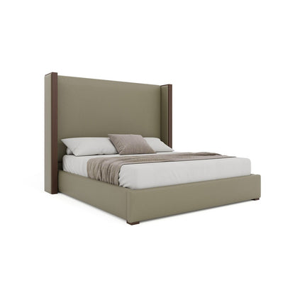 Nativa Interiors - Irenne Plain Eco-Leather Medium 67in California King Stone Bed - BED-IRENNE-PL-MID-CA-VIN-STONE veiw 1