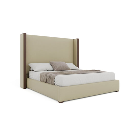 Nativa Interiors - Irenne Plain Eco-Leather Medium 67in Queen Cream Bed - BED-IRENNE-PL-MID-QN-VIN-CREAM veiw 1