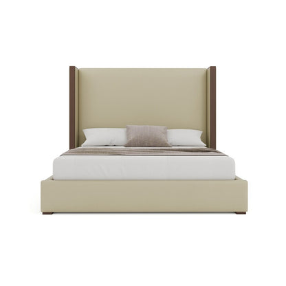 Nativa Interiors - Irenne Plain Eco-Leather Medium 67in Queen Cream Bed - BED-IRENNE-PL-MID-QN-VIN-CREAM veiw 3