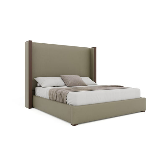 Nativa Interiors - Irenne Plain Eco-Leather Medium 67in Queen Stone Bed - BED-IRENNE-PL-MID-QN-VIN-STONE veiw 1