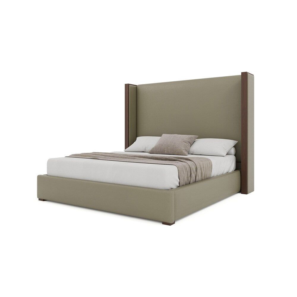 Nativa Interiors - Irenne Plain Eco-Leather Medium 67in Queen Stone Bed - BED-IRENNE-PL-MID-QN-VIN-STONE veiw 2