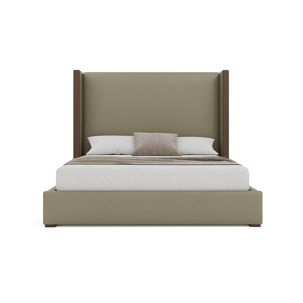 Nativa Interiors - Irenne Plain Eco-Leather Medium 67in Queen Stone Bed - BED-IRENNE-PL-MID-QN-VIN-STONE veiw 3