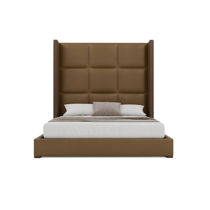 Nativa Interiors - Irenne Square Tufted Eco-Leather High 87in California King Caramel Bed - BED-IRENNE-SQ-HI-CA-VIN-CARAMEL veiw 3