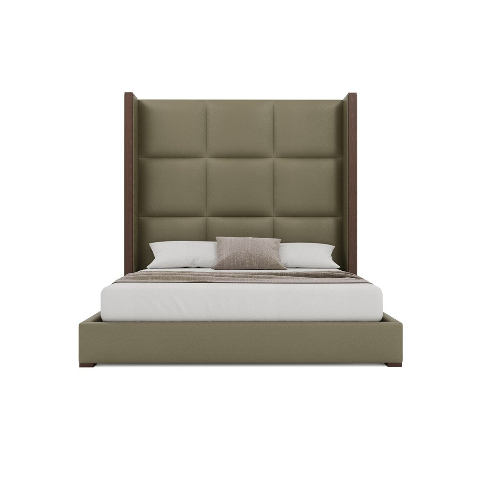Nativa Interiors - Irenne Square Tufted Eco-Leather High 87in California King Stone Bed - BED-IRENNE-SQ-HI-CA-VIN-STONE veiw 3