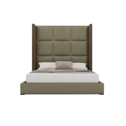 Nativa Interiors - Irenne Square Tufted Eco-Leather High 87in California King Stone Bed - BED-IRENNE-SQ-HI-CA-VIN-STONE veiw 3