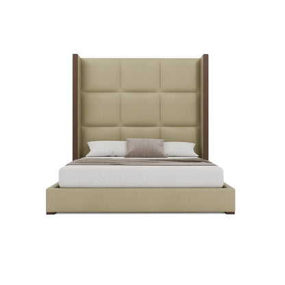 Nativa Interiors - Irenne Square Tufted Eco-Leather High 87in King Cream Bed - BED-IRENNE-SQ-HI-KN-VIN-CREAM veiw 3