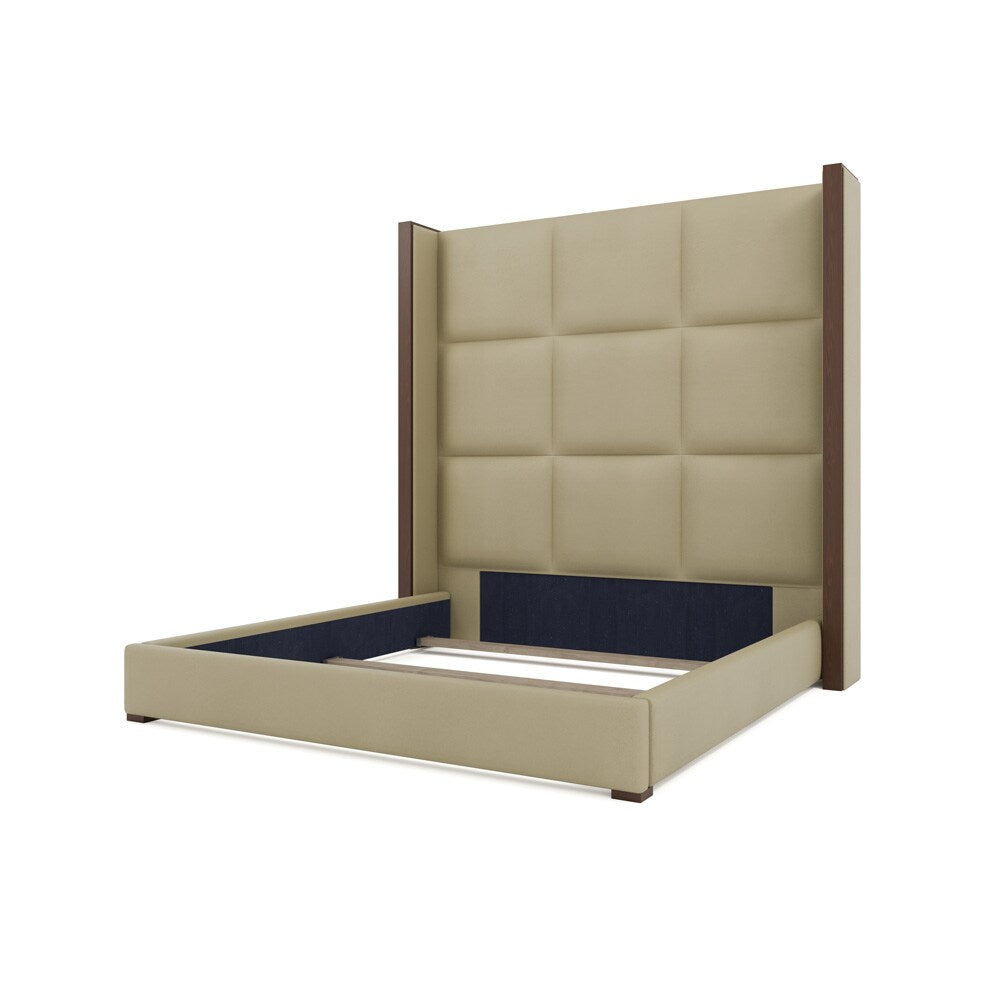 Nativa Interiors - Irenne Square Tufted Eco-Leather High 87in Queen Cream Bed - BED-IRENNE-SQ-HI-QN-VIN-CREAM veiw 4