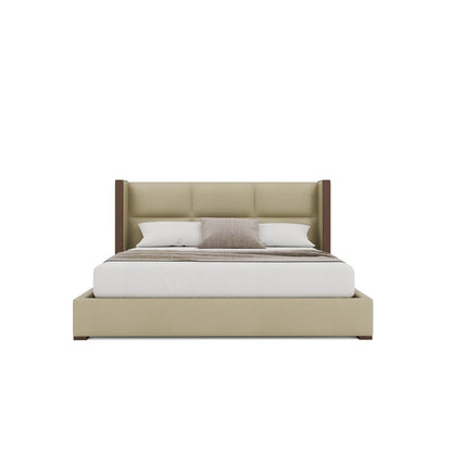 Nativa Interiors - Irenne Square Tufted Eco-Leather Low 47in California King Cream Bed - BED-IRENNE-SQ-LOW-CA-VIN-CREAM veiw 3