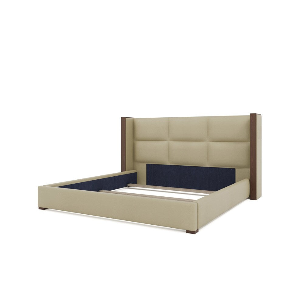 Nativa Interiors - Irenne Square Tufted Eco-Leather Low 47in California King Cream Bed - BED-IRENNE-SQ-LOW-CA-VIN-CREAM veiw 4