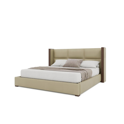 Nativa Interiors - Irenne Square Tufted Eco-Leather Low 47in King Cream Bed - BED-IRENNE-SQ-LOW-KN-VIN-CREAM veiw 2