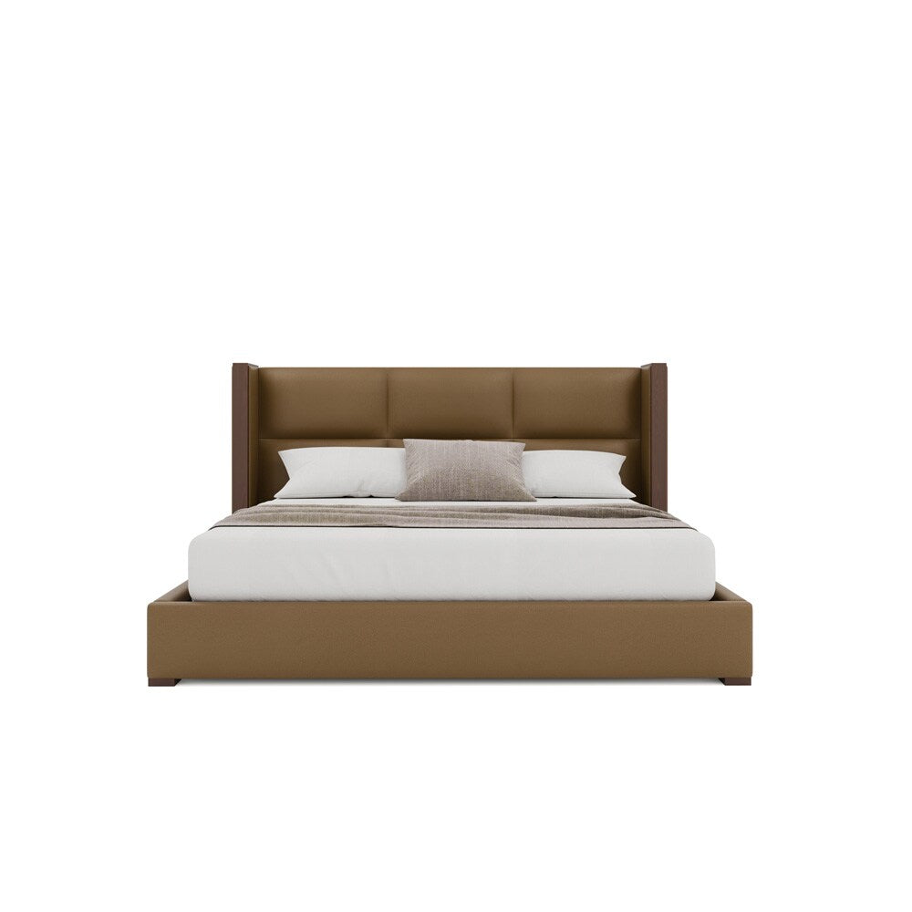 Nativa Interiors - Irenne Square Tufted Eco-Leather Low 47in Queen Caramel Bed - BED-IRENNE-SQ-LOW-QN-VIN-CARAMEL veiw 3