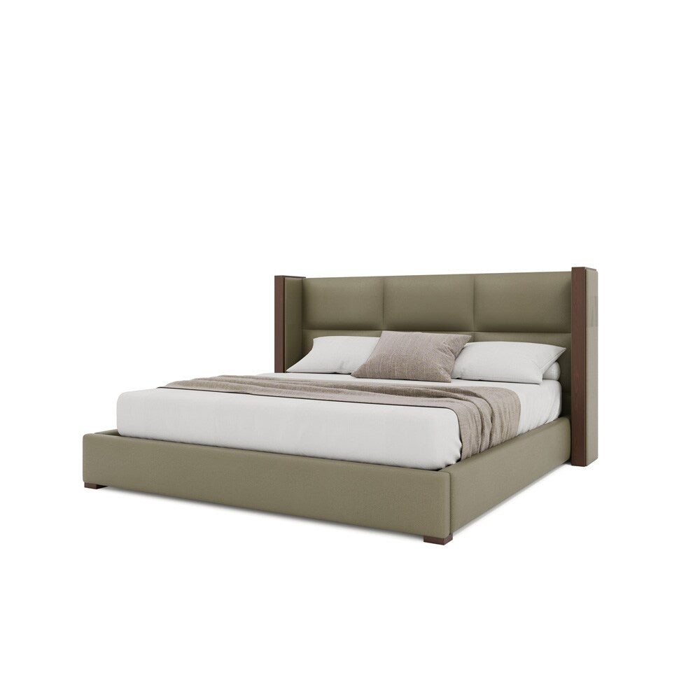Nativa Interiors - Irenne Square Tufted Eco-Leather Low 47in Queen Stone Bed - BED-IRENNE-SQ-LOW-QN-VIN-STONE veiw 2