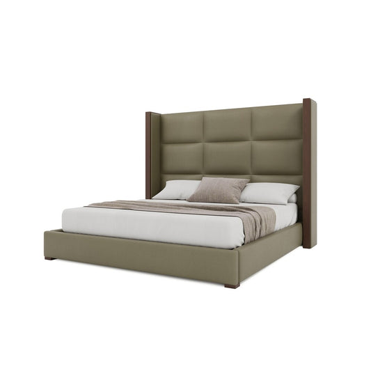 Nativa Interiors - Irenne Square Tufted Eco-Leather Medium 67in California King Stone Bed - BED-IRENNE-SQ-MID-CA-VIN-STONE veiw 2