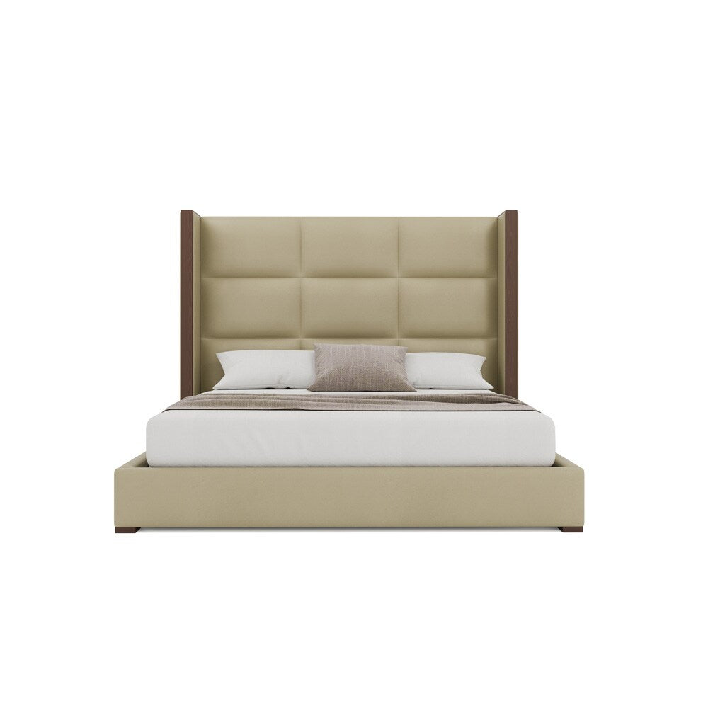 Nativa Interiors - Irenne Square Tufted Eco-Leather Medium 67in King Cream Bed - BED-IRENNE-SQ-MID-KN-VIN-CREAM veiw 3