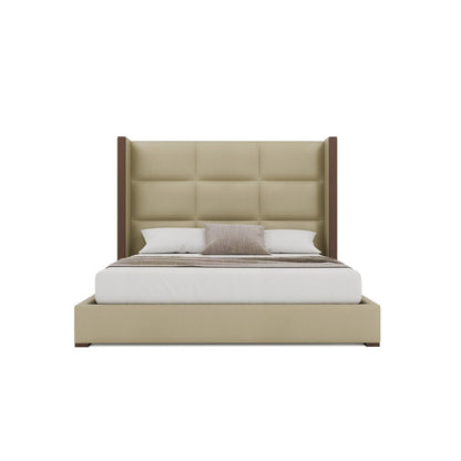 Nativa Interiors - Irenne Square Tufted Eco-Leather Medium 67in King Cream Bed - BED-IRENNE-SQ-MID-KN-VIN-CREAM veiw 3