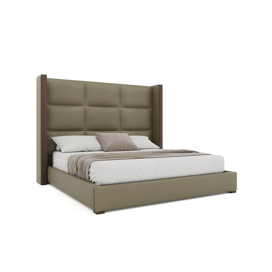 Nativa Interiors - Irenne Square Tufted Eco-Leather Medium 67in King Stone Bed - BED-IRENNE-SQ-MID-KN-VIN-STONE veiw 1