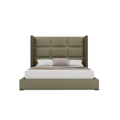 Nativa Interiors - Irenne Square Tufted Eco-Leather Medium 67in King Stone Bed - BED-IRENNE-SQ-MID-KN-VIN-STONE veiw 3