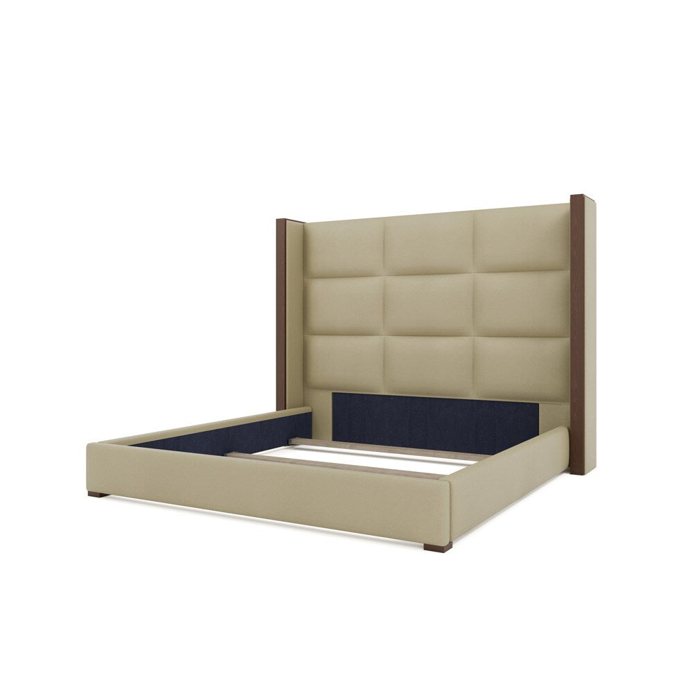 Nativa Interiors - Irenne Square Tufted Eco-Leather Medium 67in Queen Cream Bed - BED-IRENNE-SQ-MID-QN-VIN-CREAM veiw 4