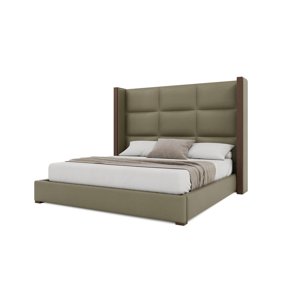 Nativa Interiors - Irenne Square Tufted Eco-Leather Medium 67in Queen Stone Bed - BED-IRENNE-SQ-MID-QN-VIN-STONE veiw 2