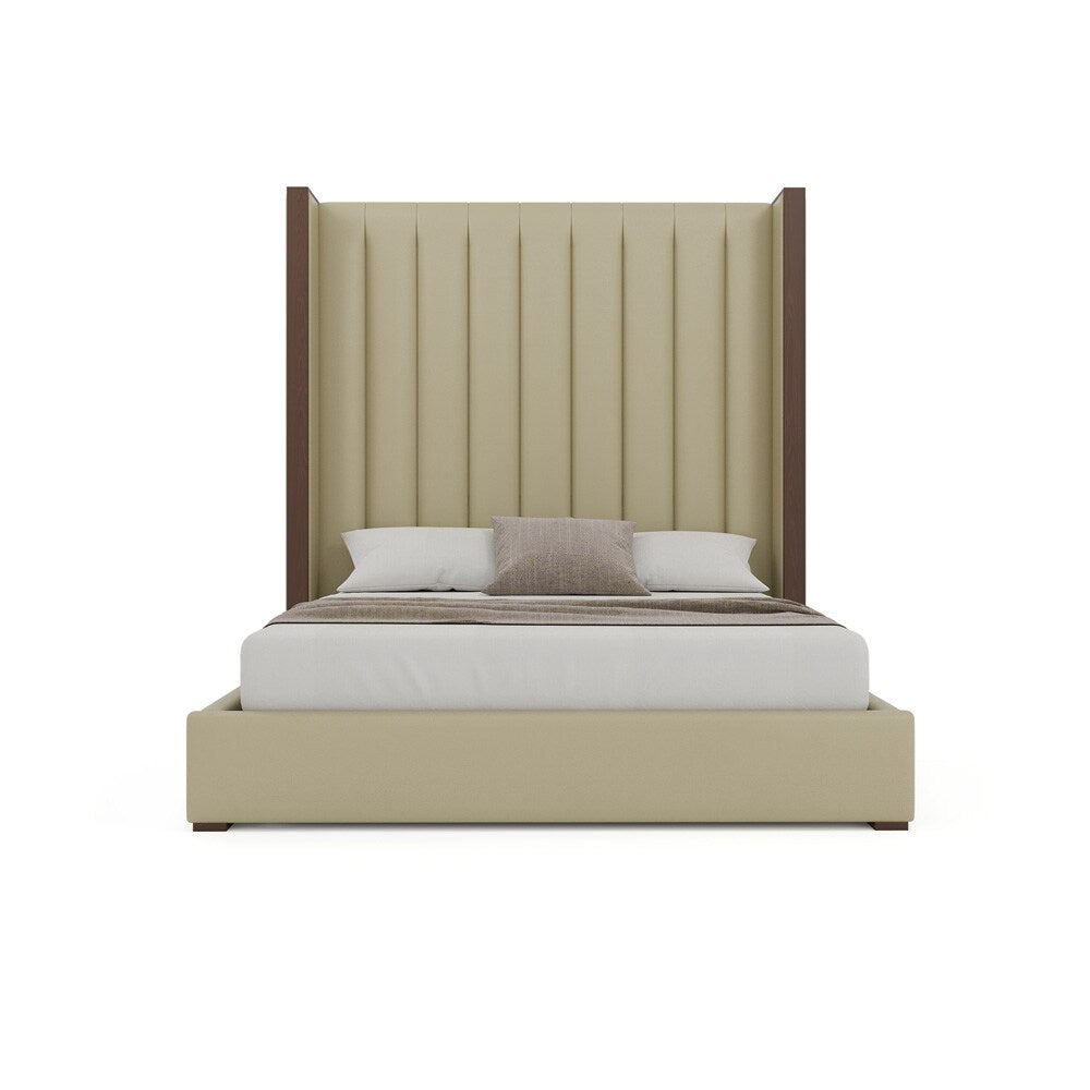Nativa Interiors - Irenne Vertical Channel Eco-Leather High 87in California King Cream Bed - BED-IRENNE-VC-HI-CA-VIN-CREAM veiw 3
