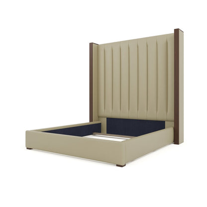 Nativa Interiors - Irenne Vertical Channel Eco-Leather High 87in California King Cream Bed - BED-IRENNE-VC-HI-CA-VIN-CREAM veiw 4