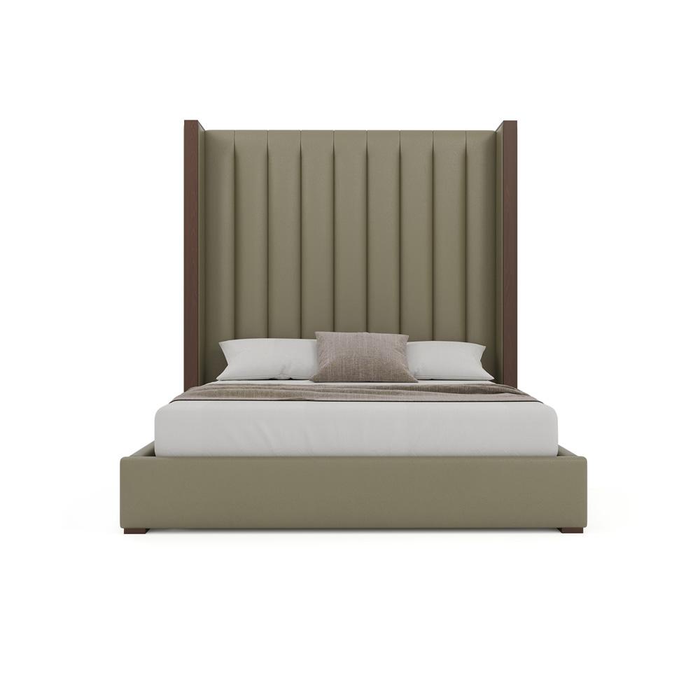 Nativa Interiors - Irenne Vertical Channel Eco-Leather High 87in California King Stone Bed - BED-IRENNE-VC-HI-CA-VIN-STONE veiw 3