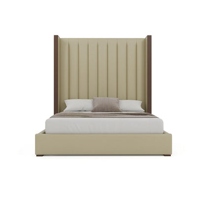 Nativa Interiors - Irenne Vertical Channel Eco-Leather High 87in Queen Cream Bed - BED-IRENNE-VC-HI-QN-VIN-CREAM veiw 3