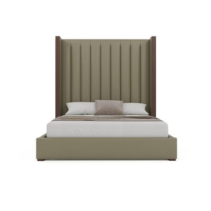 Nativa Interiors - Irenne Vertical Channel Eco-Leather High 87in Queen Stone Bed - BED-IRENNE-VC-HI-QN-VIN-STONE veiw 3