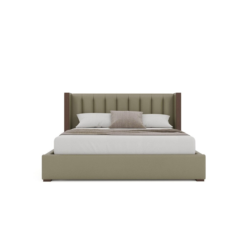 Nativa Interiors - Irenne Vertical Channel Eco-Leather Low 47in California King Stone Bed - BED-IRENNE-VC-LOW-CA-VIN-STONE veiw 3