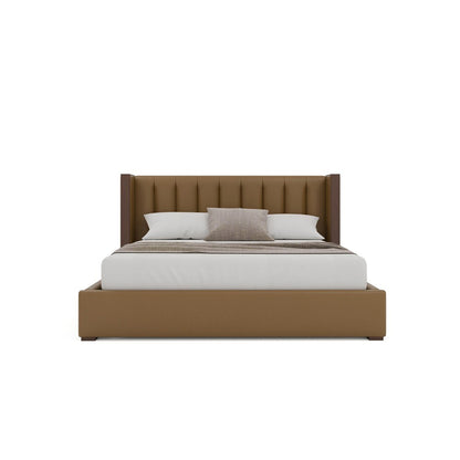 Nativa Interiors - Irenne Vertical Channel Eco-Leather Low 47in King Caramel Bed - BED-IRENNE-VC-LOW-KN-VIN-CARAMEL veiw 3